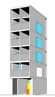 小敷地の賃貸マンション　店舗　パース